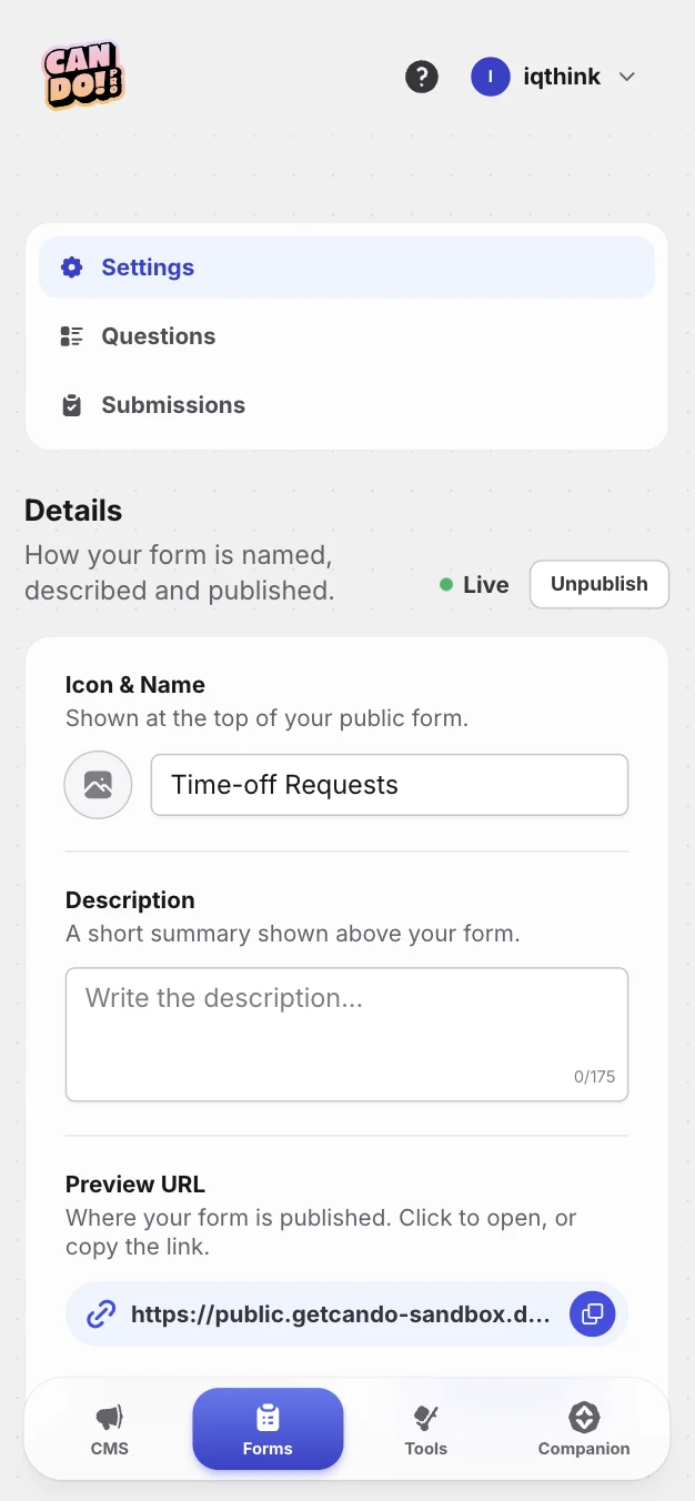 Set it up in Can Do — Can Do on mobile